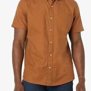 Slim fit stretch short sleeve oxford shirt mens *new*